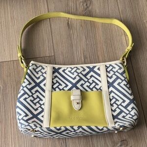 Spartina 449 Linen and Leather Yellow and Blue Shoulder Bag